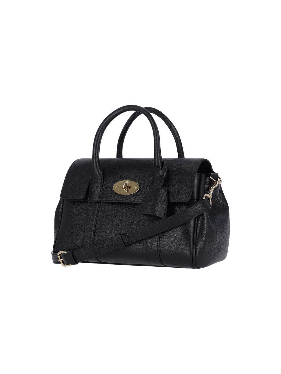 Mulberry Black Bayswater Satchel Hammered Leather Shoulder Bag Zwart