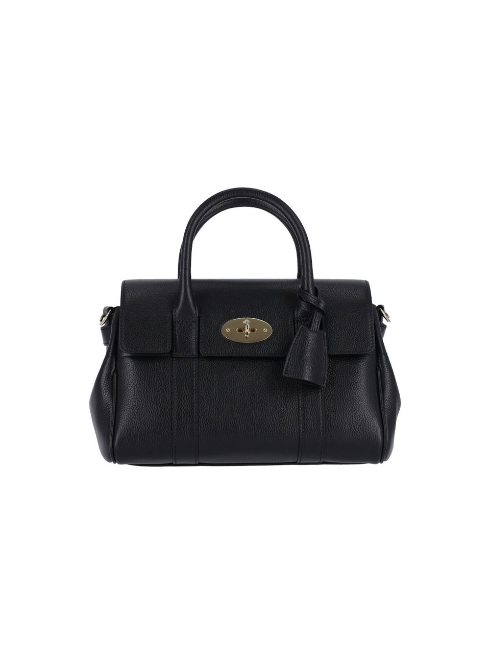 Mulberry Black Bayswater Satchel Hammered Leather Shoulder Bag Zwart