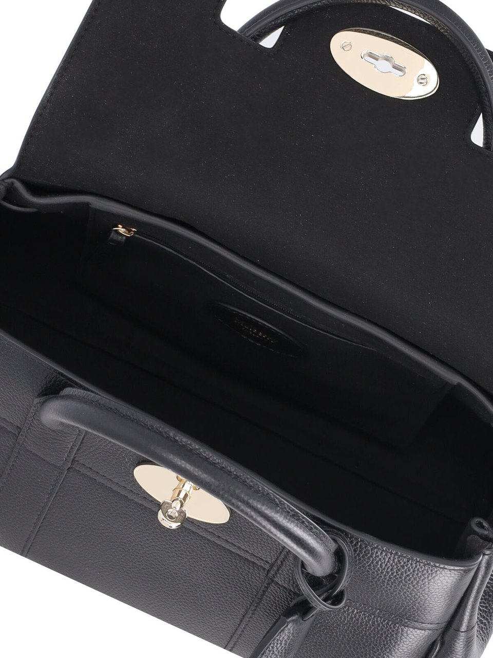 Mulberry Black Bayswater Satchel Hammered Leather Shoulder Bag Zwart