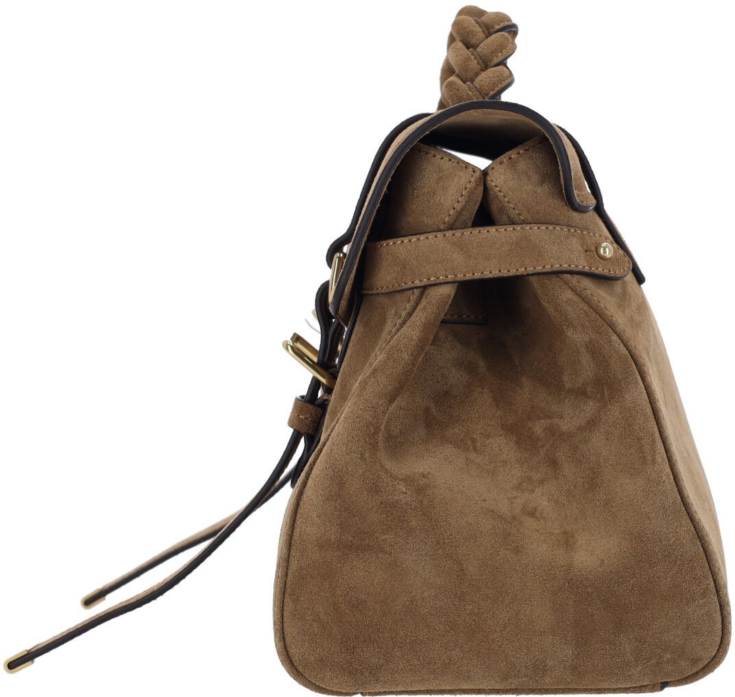 Mulberry Brown Alexa Intrecciato Handle Suede Bag Bruin