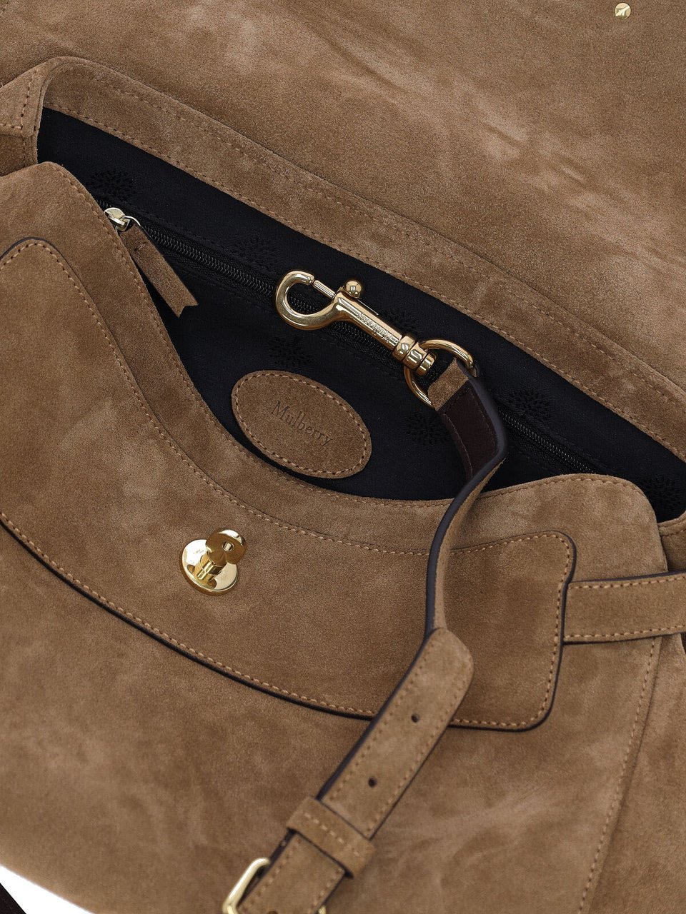 Mulberry Brown Alexa Intrecciato Handle Suede Bag Bruin