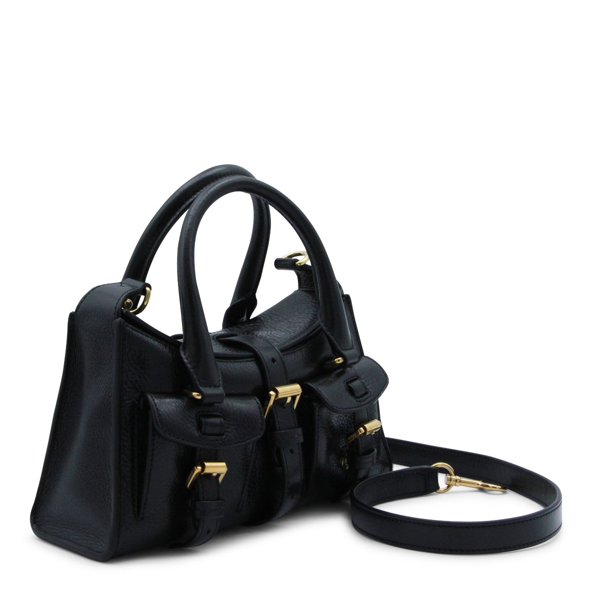 Mulberry Mini Roxanne High Shine Top Handle Bag Zwart