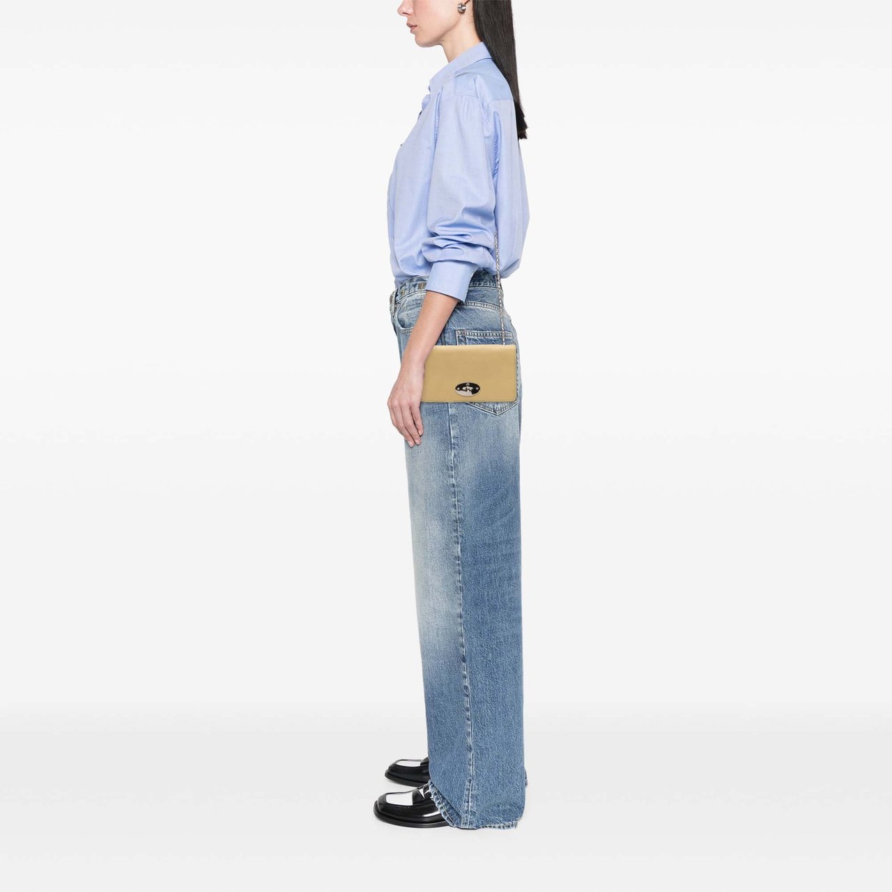 Mulberry Leather Bayswater Wallet on Chain Geel