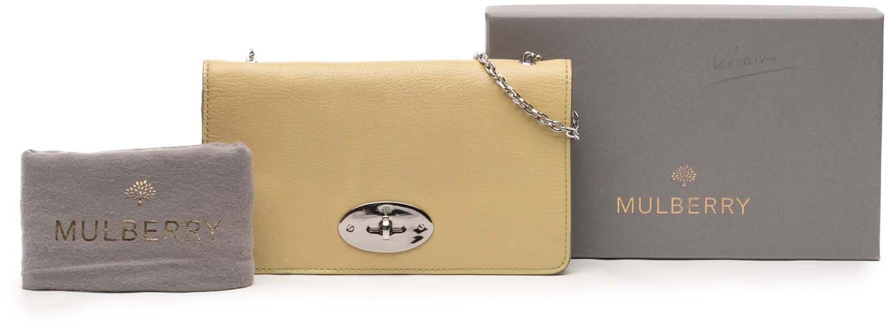 Mulberry Leather Bayswater Wallet on Chain Geel