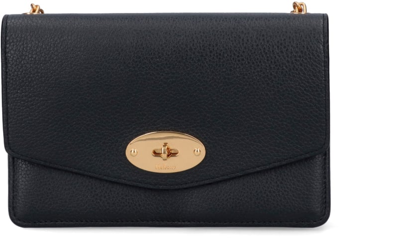 Mulberry "Darley" Small Bag, In Black Hammered Leather Zwart