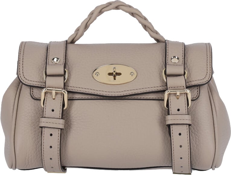 Mulberry Taupe Alexa Mini Grain Leather Bag Neutraal