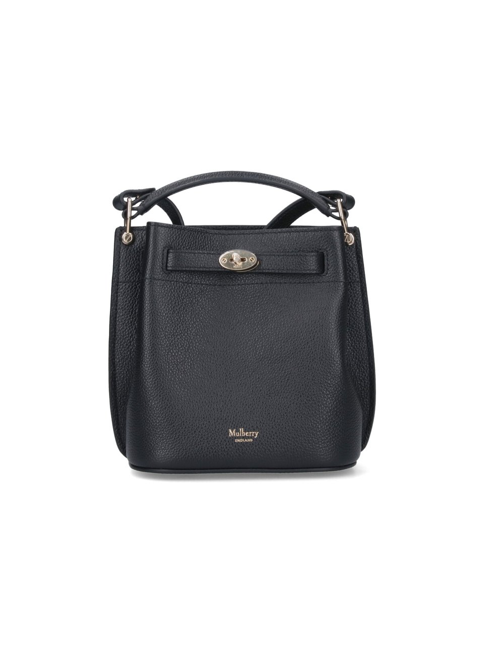 Mulberry Mini Bucket Bag in Textured Black Leather Blauw