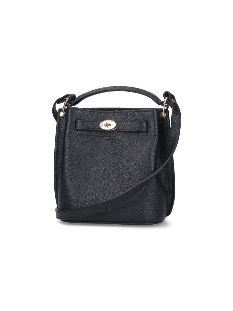 Mulberry Mini Bucket Bag in Textured Black Leather Blauw