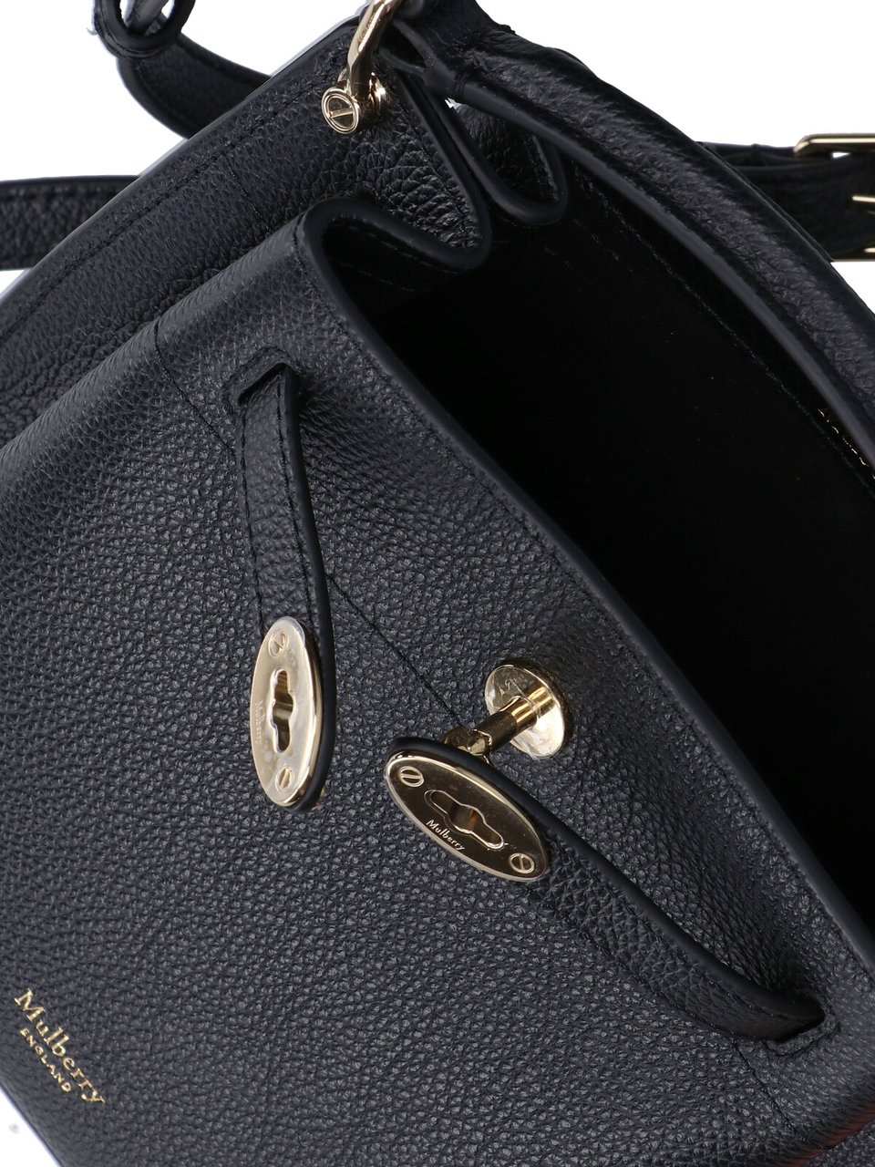 Mulberry Mini Bucket Bag in Textured Black Leather Blauw