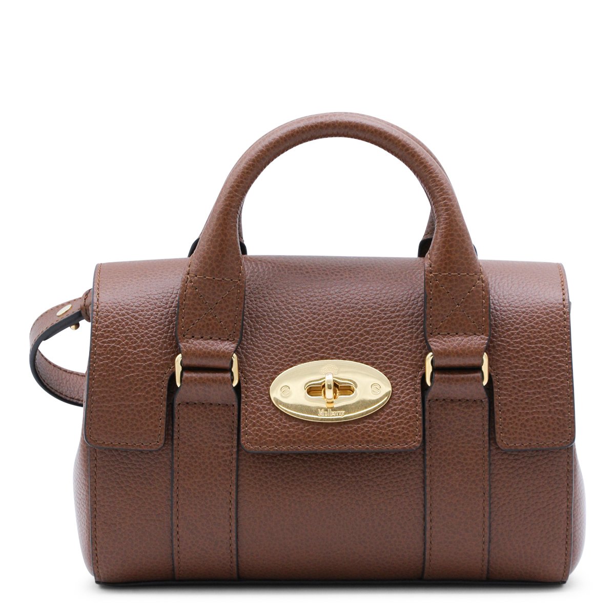 Mulberry Mini Heritage Bayswater Top Handle Bag with Textured Leather Grijs