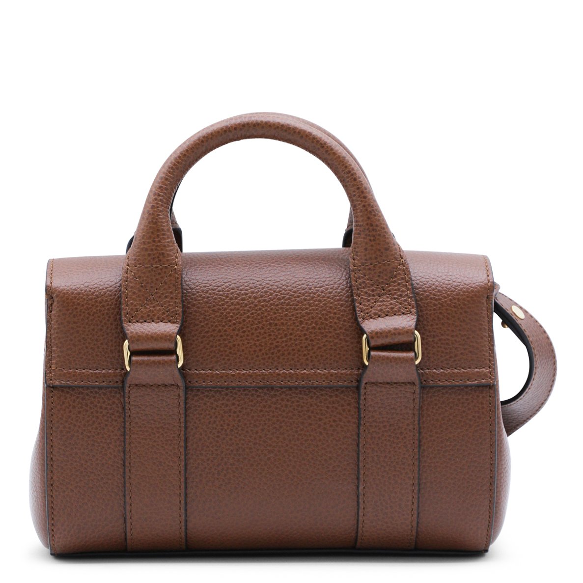Mulberry Mini Heritage Bayswater Top Handle Bag with Textured Leather Grijs
