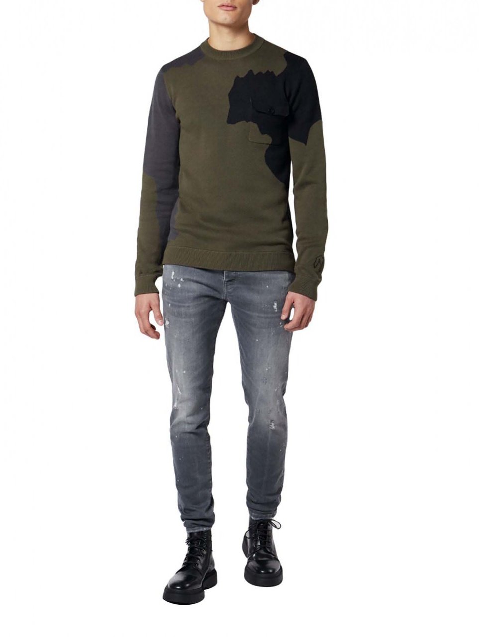 My Brand Abstract Camo Knitted Sweater | DARK GREY Grijs