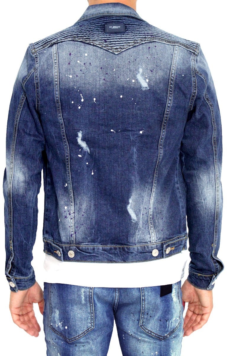 My Brand BIKER DENIM RIBBED JACKET | DENIM Blauw
