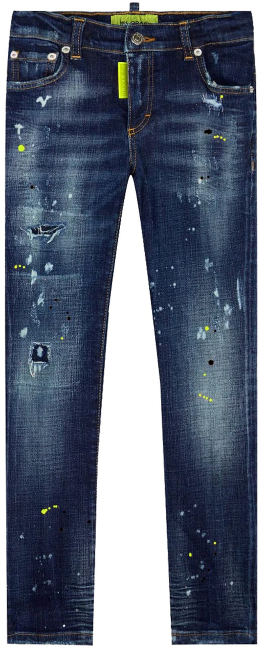 My Brand Blue Distressed Neon Yellow Jeans | DENIM Blauw