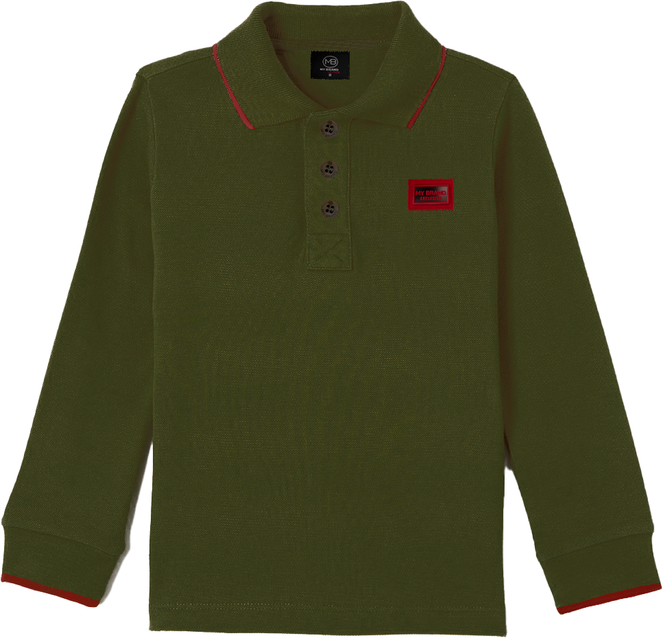 My Brand Colorfull Longsleeve Polo Army | ARMY Groen