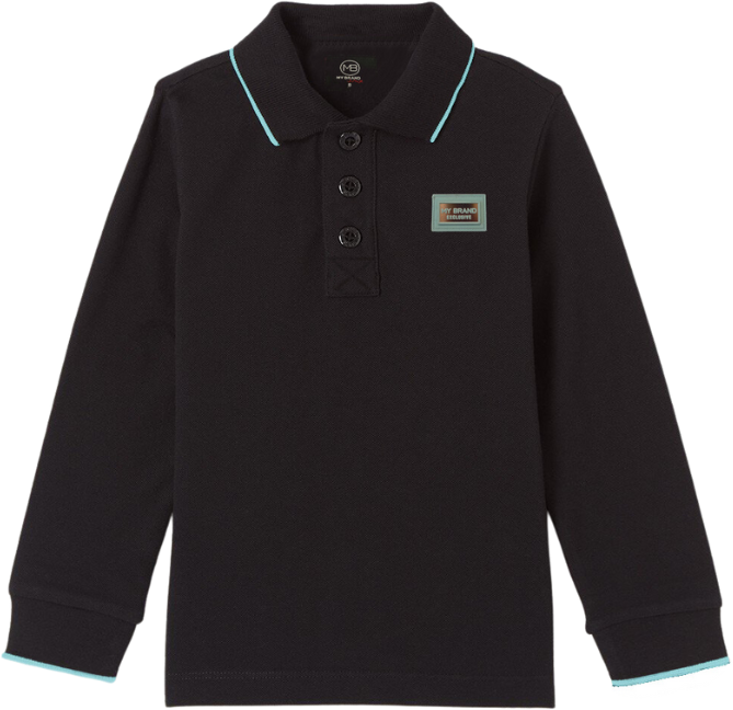My Brand Colorfull Longsleeve Polo Turquoise | BLACK Zwart