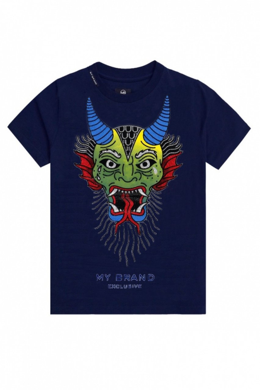 My Brand COLOR STONE MASK T-SHIRT | NAVY Blauw