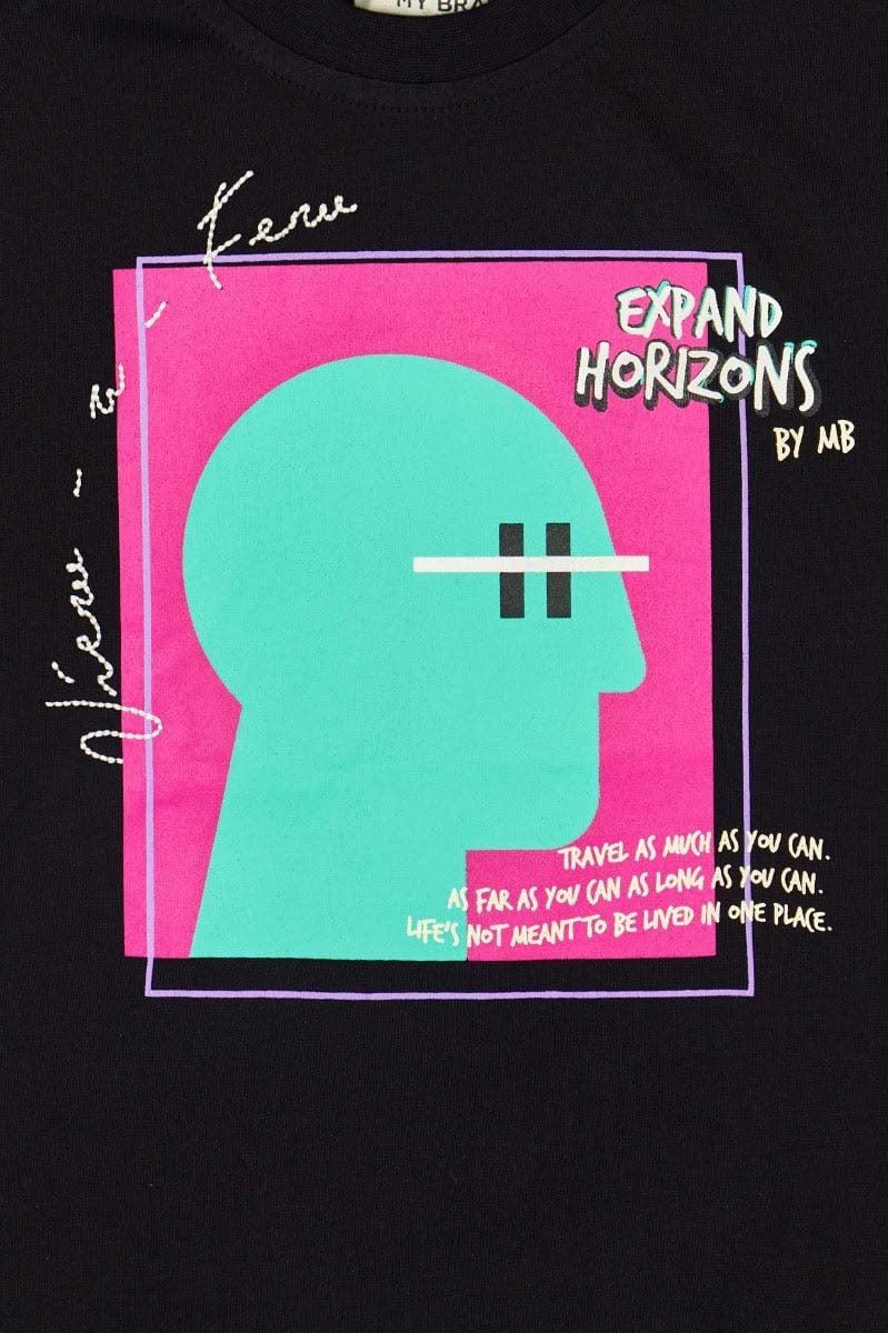 My Brand Facade Street Horizons T-Shirt | BLACK Zwart