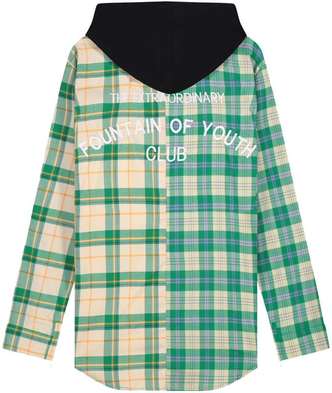 My Brand FOY CHECK 50/50 SHIRT HOODIE | GREEN Groen