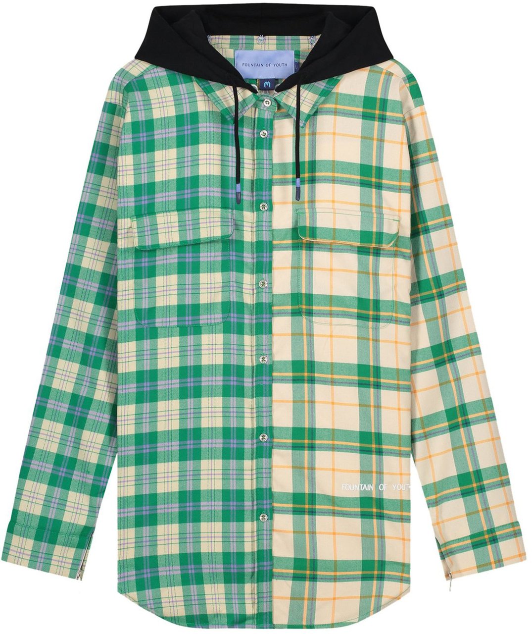 My Brand FOY CHECK 50/50 SHIRT HOODIE | GREEN Groen