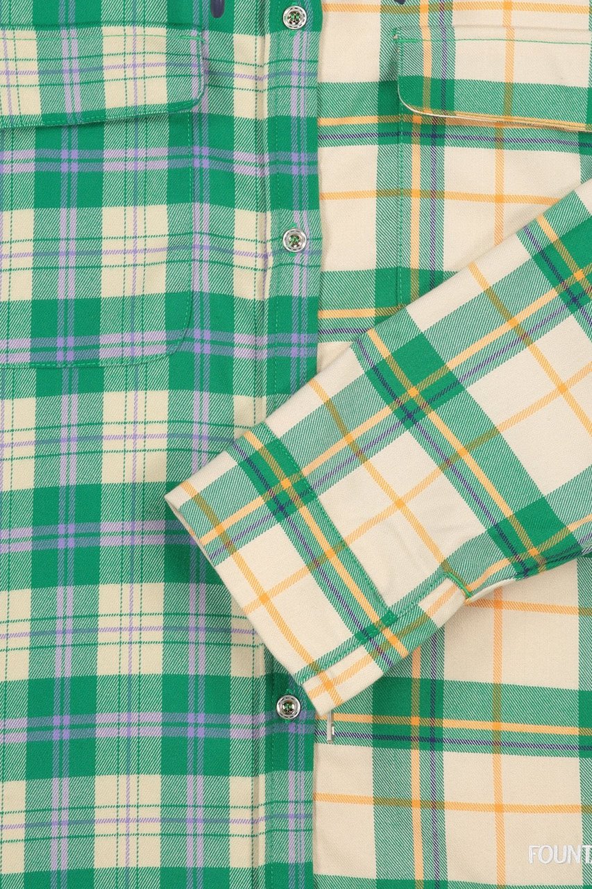 My Brand FOY CHECK 50/50 SHIRT HOODIE | GREEN Groen