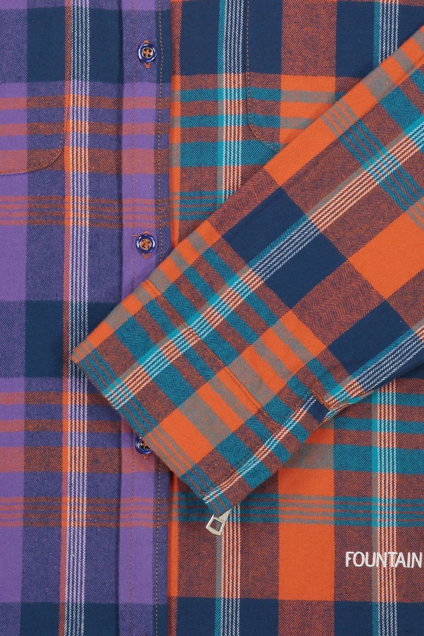My Brand FOY CHECK 50/50 SHIRT HOODIE | PURPLE Paars