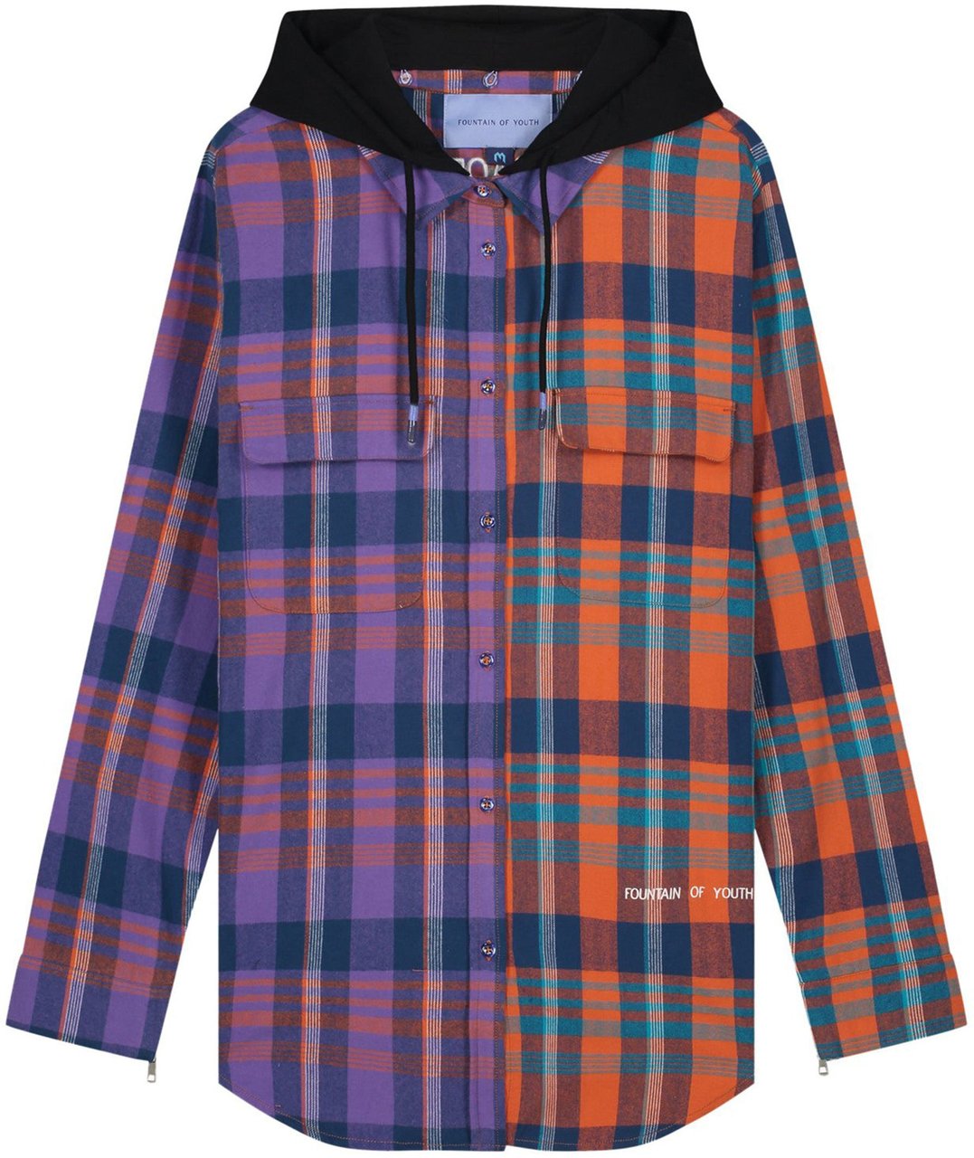 My Brand FOY CHECK 50/50 SHIRT HOODIE | PURPLE Paars