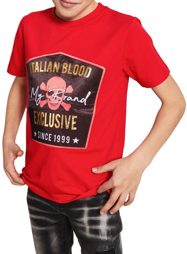 My Brand GRAPHIC SKULL BADGE T-SHI | RED Rood