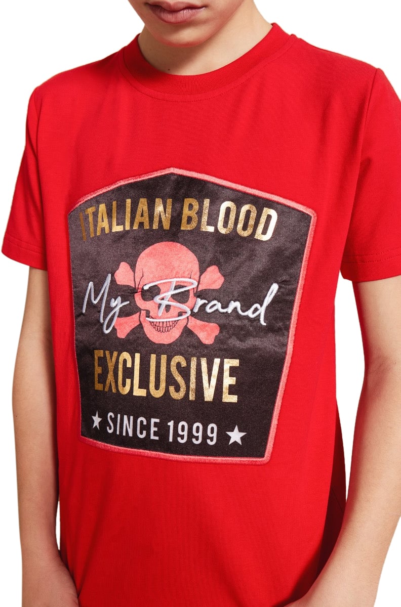 My Brand GRAPHIC SKULL BADGE T-SHI | RED Rood