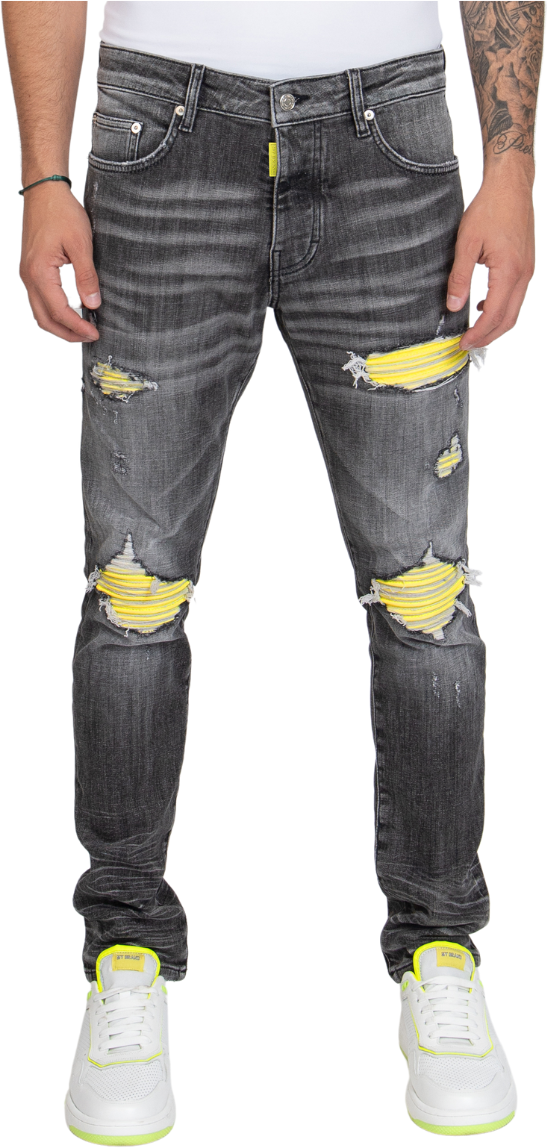 My Brand NEON RIPPED BIKER LABEL, NEON LEBEL | GREY JEANS Grijs