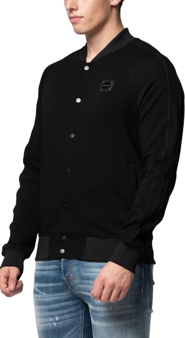 My Brand MB ESSENTIAL PIQUE BLACK BASEBALL JACKET | BLACK Zwart
