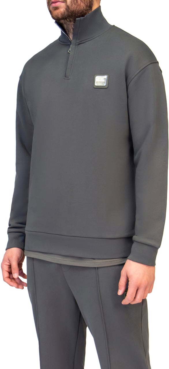 My Brand MB ESSENTIALS HALF ZIP SWEATER | DARK GREY Grijs