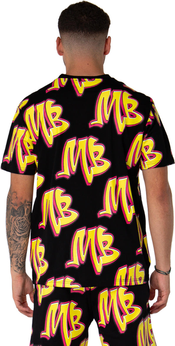 My Brand MB Graffiti Allover T-Shirts Black | BLACK Zwart