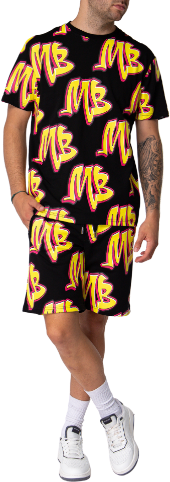 My Brand MB Graffiti Allover T-Shirts Black | BLACK Zwart