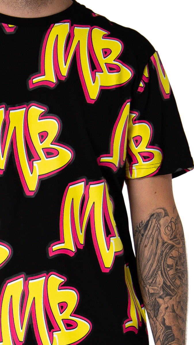 My Brand MB Graffiti Allover T-Shirts Black | BLACK Zwart
