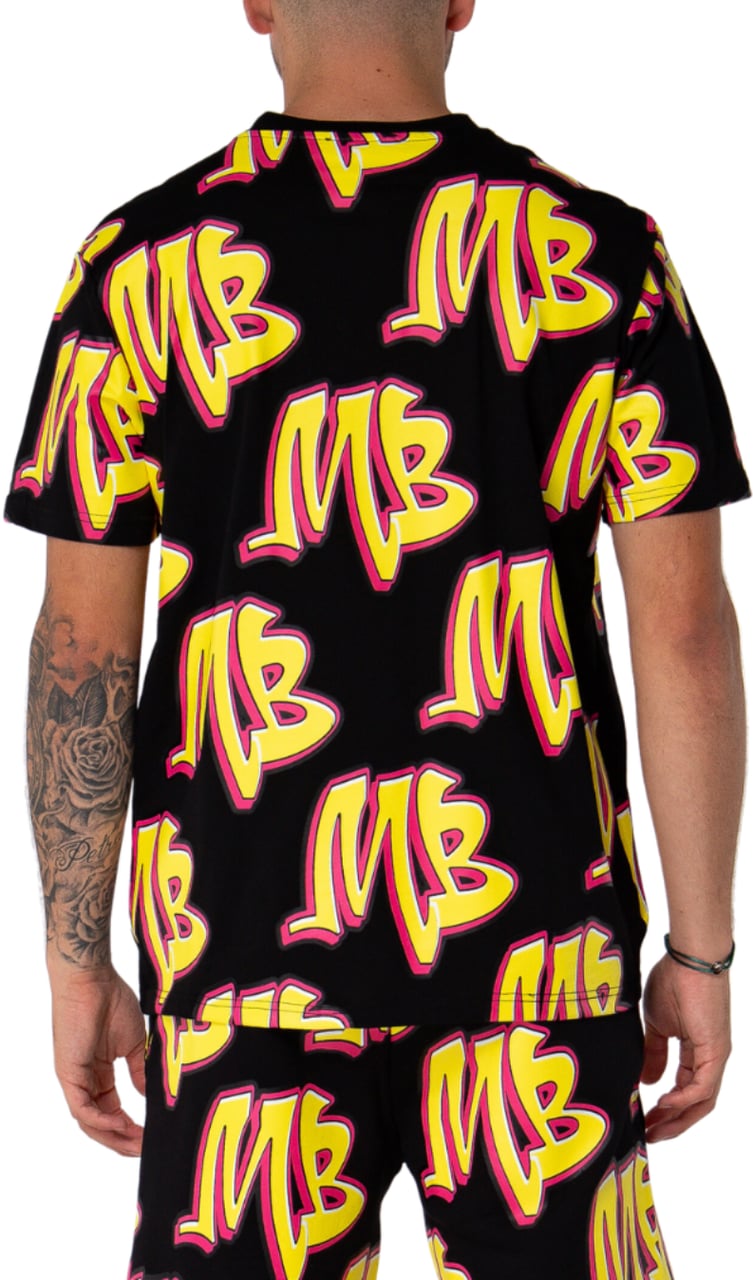 My Brand MB Graffiti Allover T-Shirts Black | BLACK Zwart