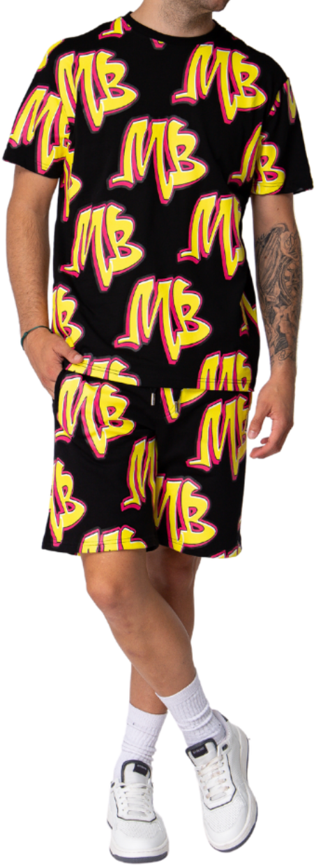 My Brand MB Graffiti Allover T-Shirts Black | BLACK Zwart
