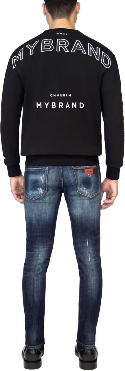 My Brand MYBRAND ALLOVER BRANDING SWEATER | BLACK Zwart