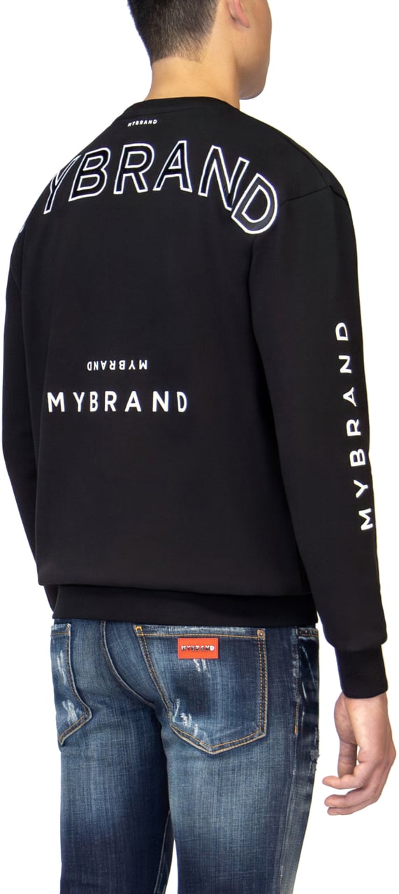 My Brand MYBRAND ALLOVER BRANDING SWEATER | BLACK Zwart