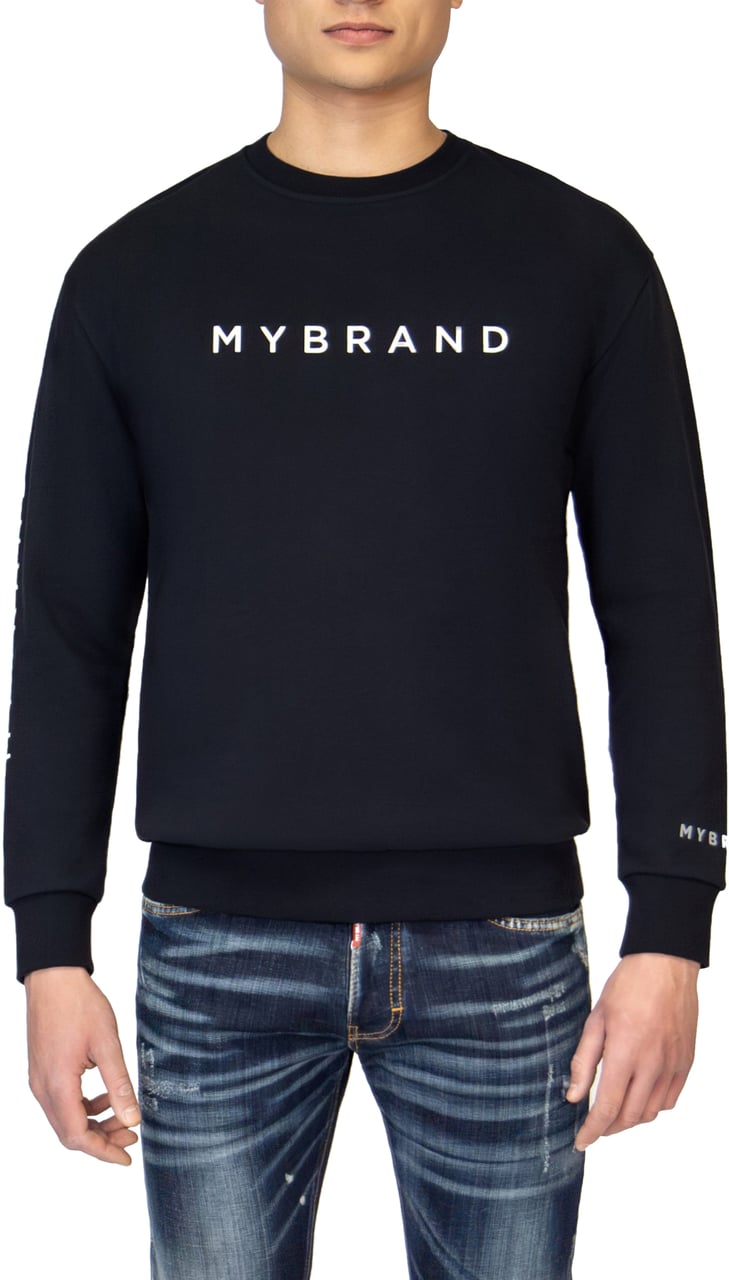 My Brand MYBRAND ALLOVER BRANDING SWEATER | BLACK Zwart