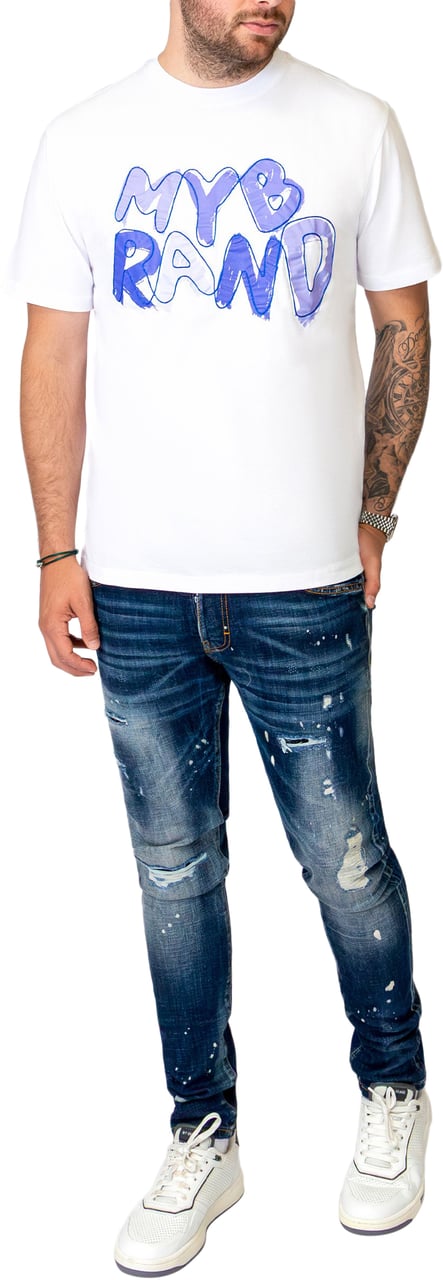 My Brand MY BRAND BLUE PAINTED T-SHIRT | WHITE Wit
