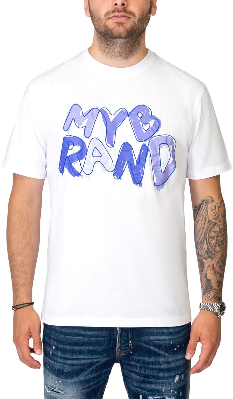 My Brand MY BRAND BLUE PAINTED T-SHIRT | WHITE Wit