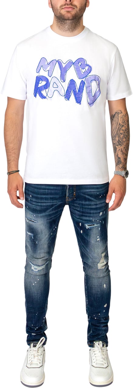 My Brand MY BRAND BLUE PAINTED T-SHIRT | WHITE Wit