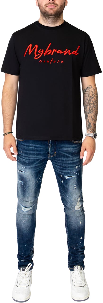 My Brand MY BRAND COUTURE EMBROIRED T-SHIRT | BLACK Zwart