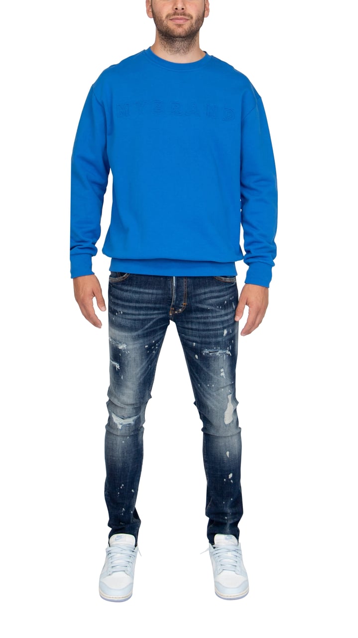 My Brand MYBRAND Embosed Statement Sweater | BLUE Blauw