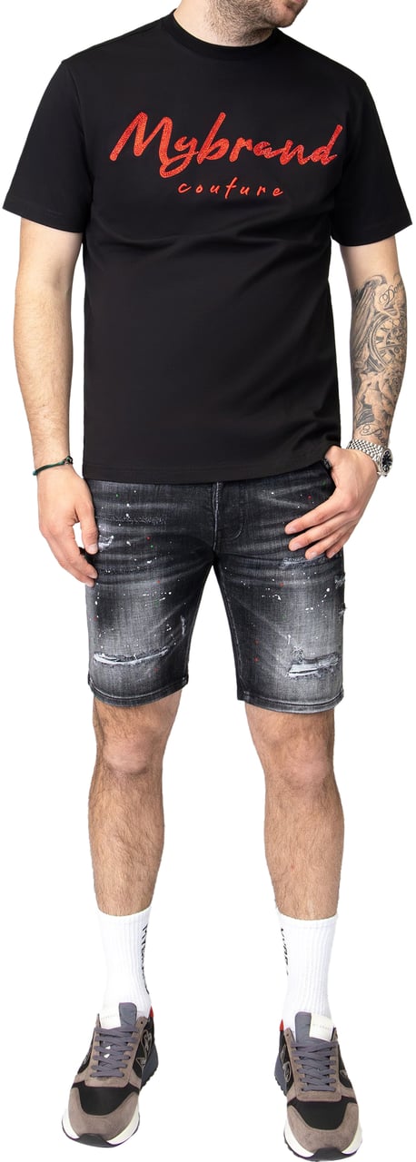 My Brand MYBRAND RED PAINT SHORT JEANS | BLACKJEANS Zwart
