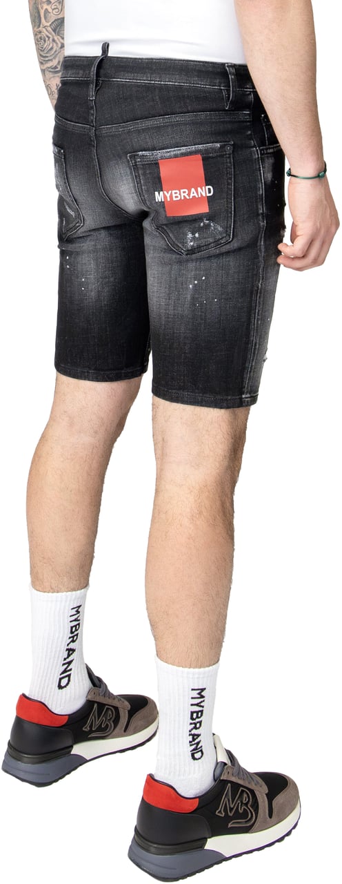 My Brand MYBRAND RED PAINT SHORT JEANS | BLACKJEANS Zwart