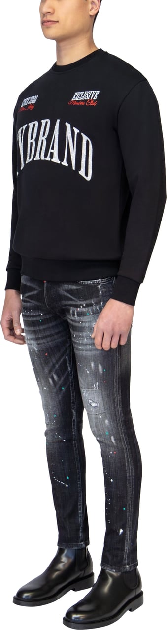 My Brand MYBRAND STRASS MILAN MEMBERS CLUB SWEATER | BLACK Zwart