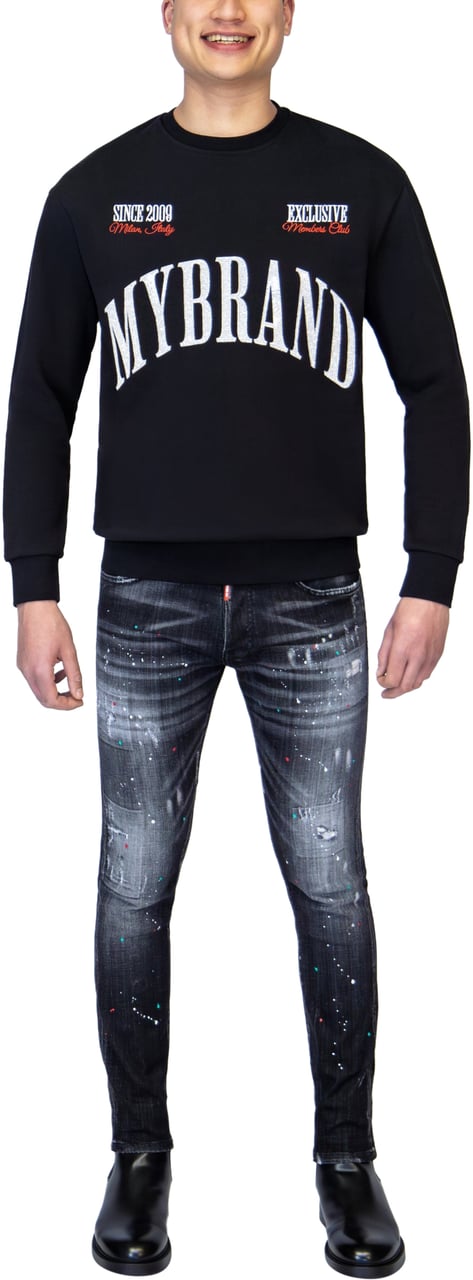 My Brand MYBRAND STRASS MILAN MEMBERS CLUB SWEATER | BLACK Zwart