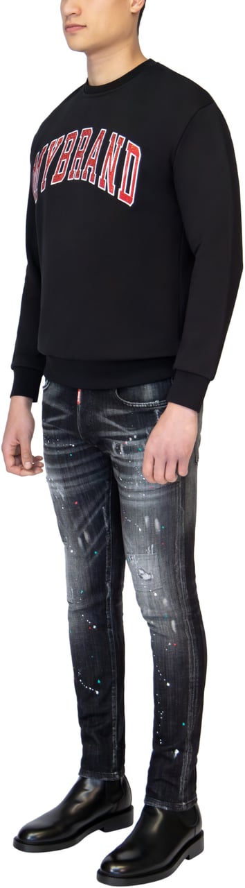 My Brand MYBRAND STRASS VARSITY RED COLLEGE SWEATER | BLACK Zwart